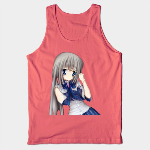 Cute anime girl with gray hair Tank Top by Maffw